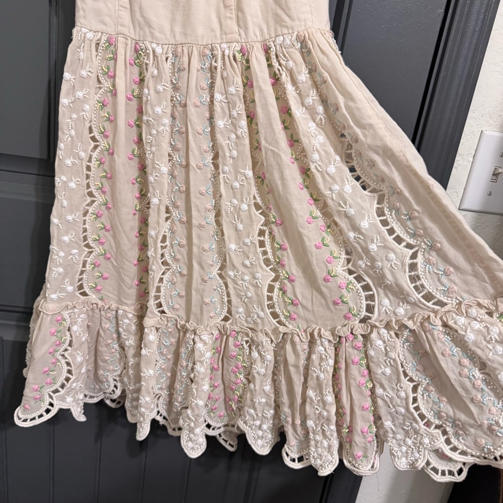 Love Sam Cream Off the Shoulder Beaded Embroidered Floral Midi Dress - Picture 11 of 16